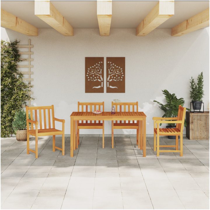 5-delar Trädgårdsmatgrupp i Akacia vidaXL 140 x 80 x 74 cm – bild 4