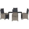 5 Delar Trädgårdsmatsalsset Grå Poly Rattan vidaXL 140 x 80 x 73 cm – miniatyr 6