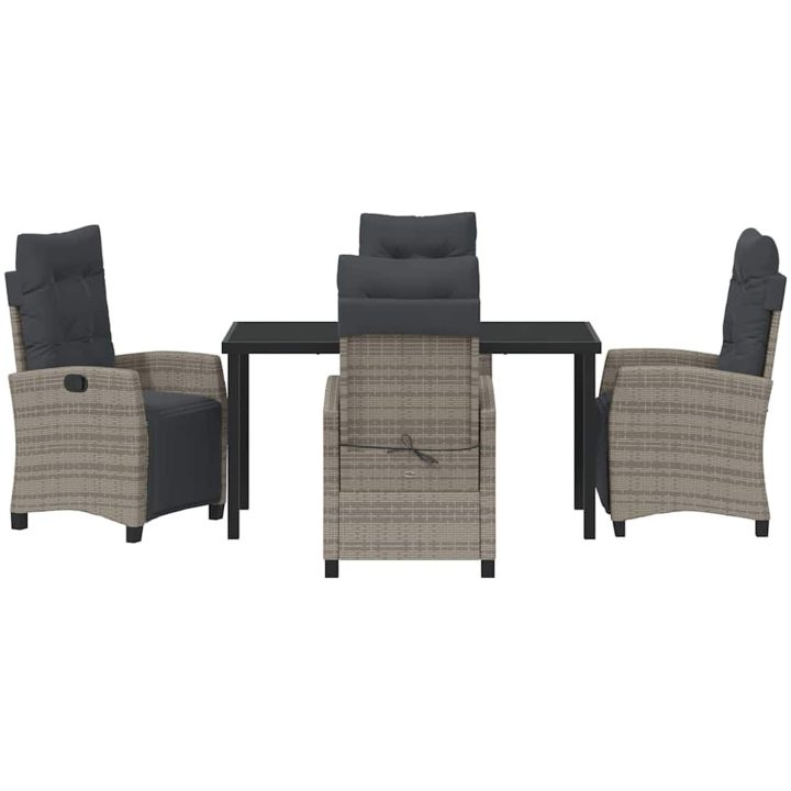 5 Delar Trädgårdsmatsalsset Grå Poly Rattan vidaXL 140 x 80 x 73 cm – bild 6