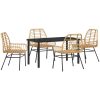 5 Delar Trädgårdsmatset Brunt Poly Rattan vidaXL 140 x 80 x 73 cm – miniatyr 2
