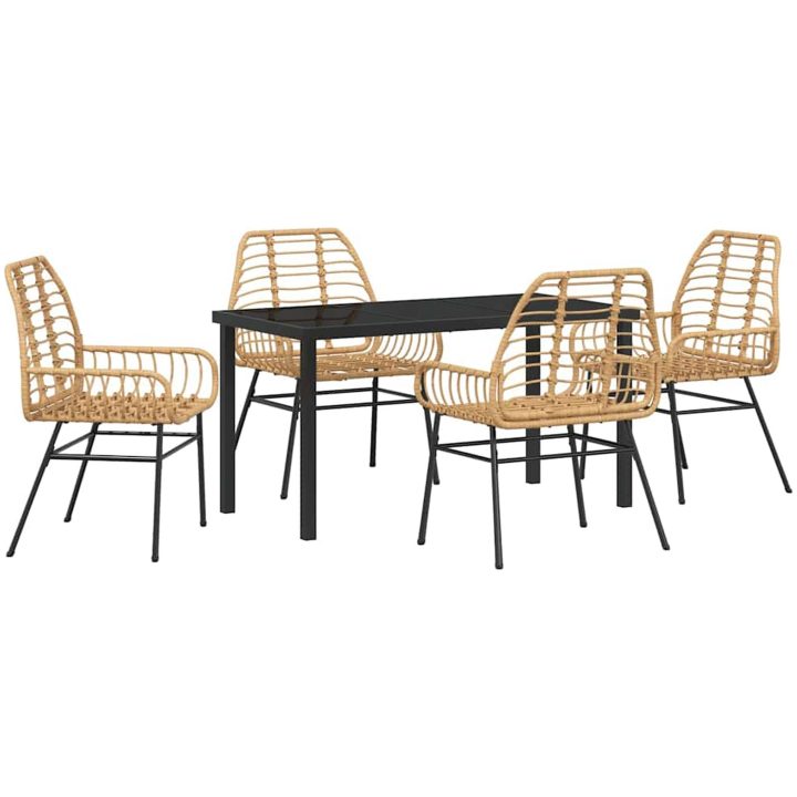 5 Delar Trädgårdsmatset Brunt Poly Rattan vidaXL 140 x 80 x 73 cm – bild 2