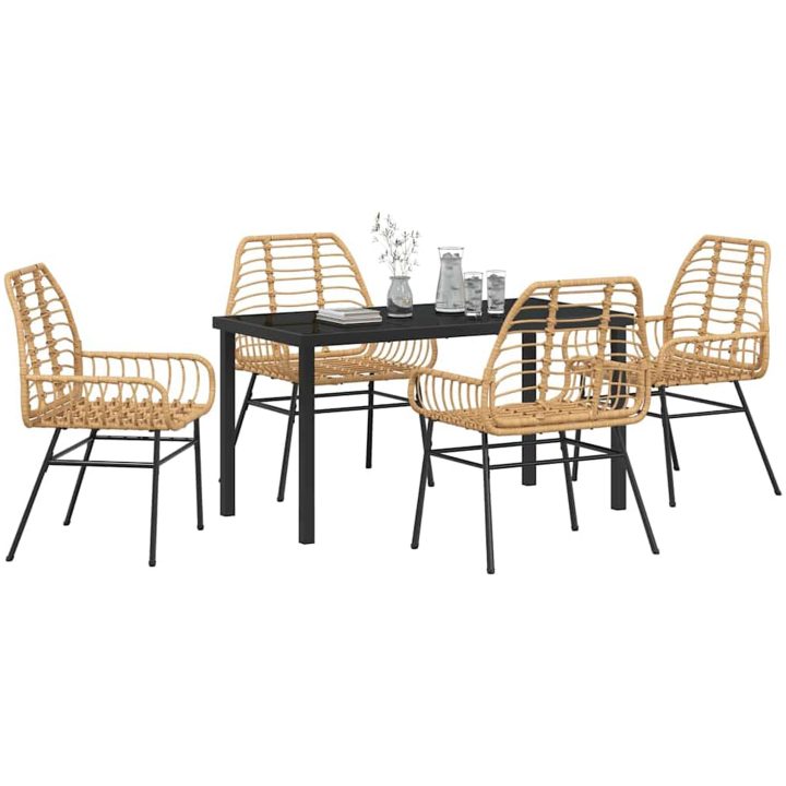5 Delar Trädgårdsmatset Brunt Poly Rattan vidaXL 140 x 80 x 73 cm – bild 3