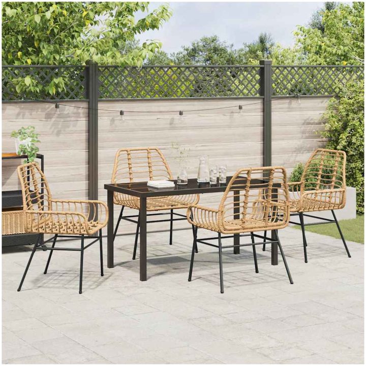 5 Delar Trädgårdsmatset Brunt Poly Rattan vidaXL 140 x 80 x 73 cm – bild 4