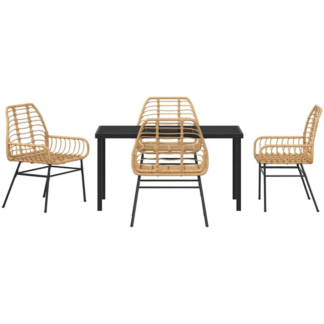 5 Delar Trädgårdsmatset Brunt Poly Rattan vidaXL 140 x 80 x 73 cm – bild 7