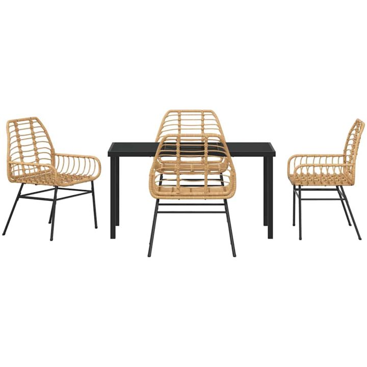 5 Delar Trädgårdsmatset Brunt Poly Rattan vidaXL 140 x 80 x 73 cm – bild 7