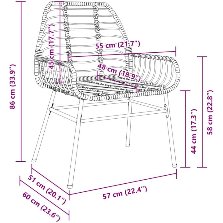 5 Delar Trädgårdsmatset Brunt Poly Rattan vidaXL 140 x 80 x 73 cm – bild 9