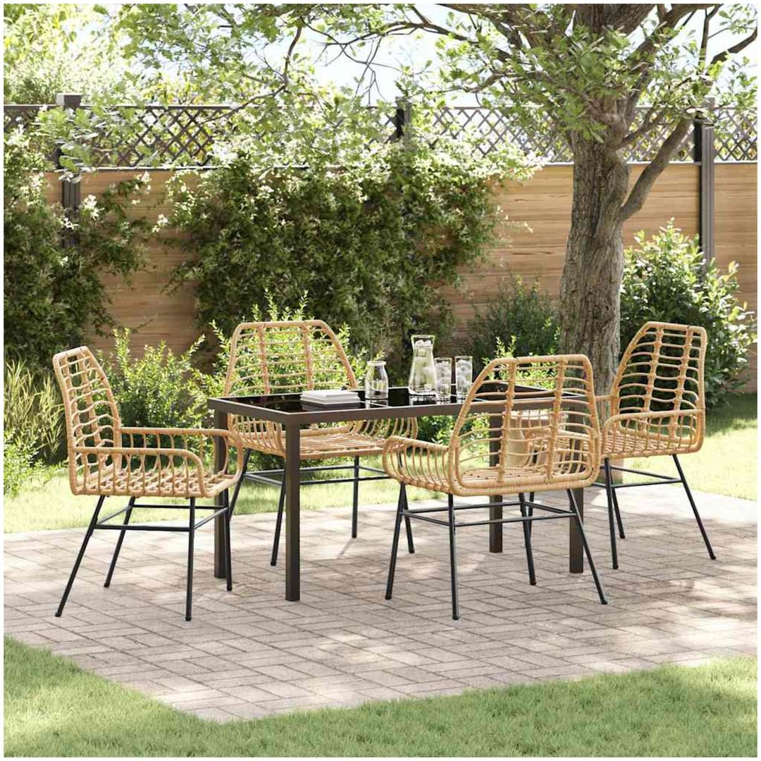 5 Delar Trädgårdsmatset Brunt Poly Rattan vidaXL 140 x 80 x 73 cm