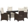 5 Delar Trädgårdsmöbelset i Brun Poly Rattan vidaXL 140 x 80 x 73 cm – miniatyr 2