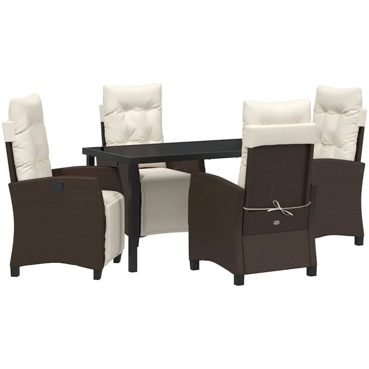 5 Delar Trädgårdsmöbelset i Brun Poly Rattan vidaXL 140 x 80 x 73 cm – bild 2