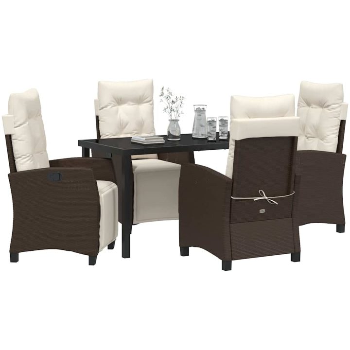 5 Delar Trädgårdsmöbelset i Brun Poly Rattan vidaXL 140 x 80 x 73 cm – bild 3