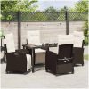 5 Delar Trädgårdsmöbelset i Brun Poly Rattan vidaXL 140 x 80 x 73 cm – miniatyr 4