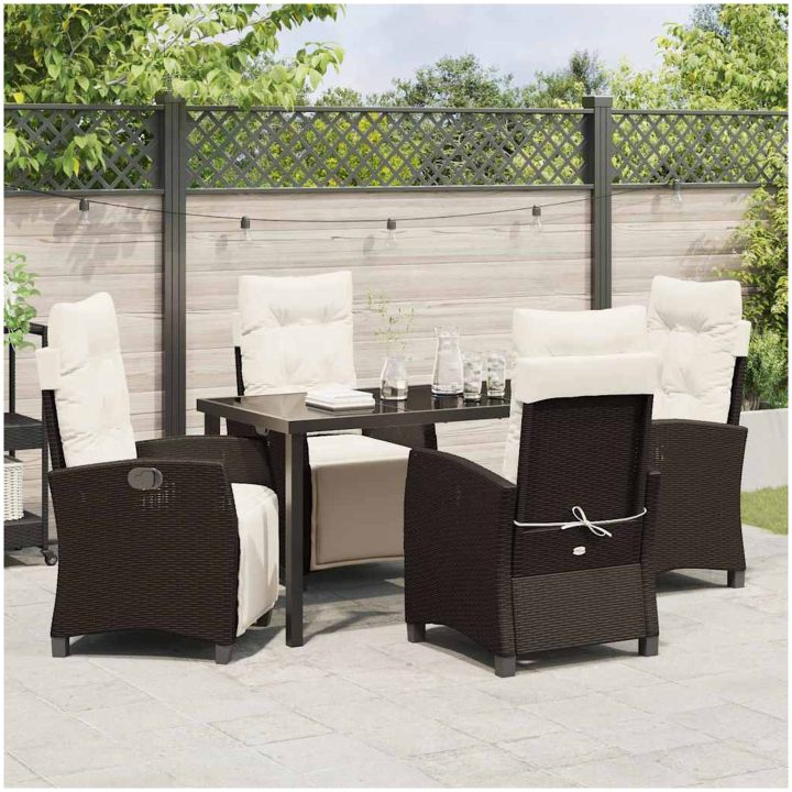 5 Delar Trädgårdsmöbelset i Brun Poly Rattan vidaXL 140 x 80 x 73 cm – bild 4