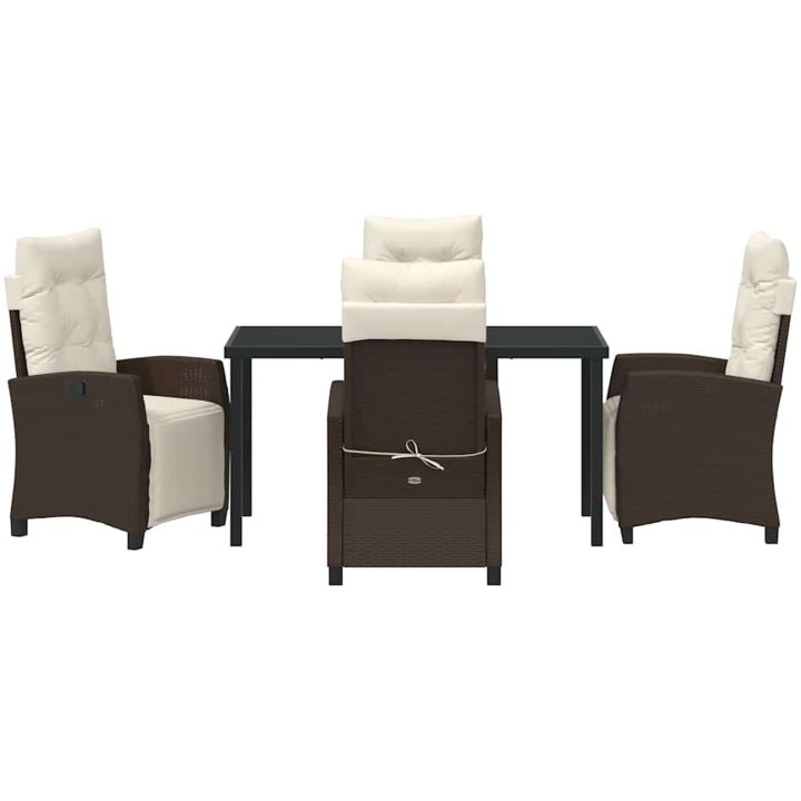 5 Delar Trädgårdsmöbelset i Brun Poly Rattan vidaXL 140 x 80 x 73 cm – bild 6