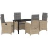 5 Delar Trädgårdsmöbelset med Kuddar Beige Poly Rattan vidaXL 140 x 80 x 73 cm – miniatyr 2