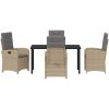 5 Delar Trädgårdsmöbelset med Kuddar Beige Poly Rattan vidaXL 140 x 80 x 73 cm – miniatyr 7