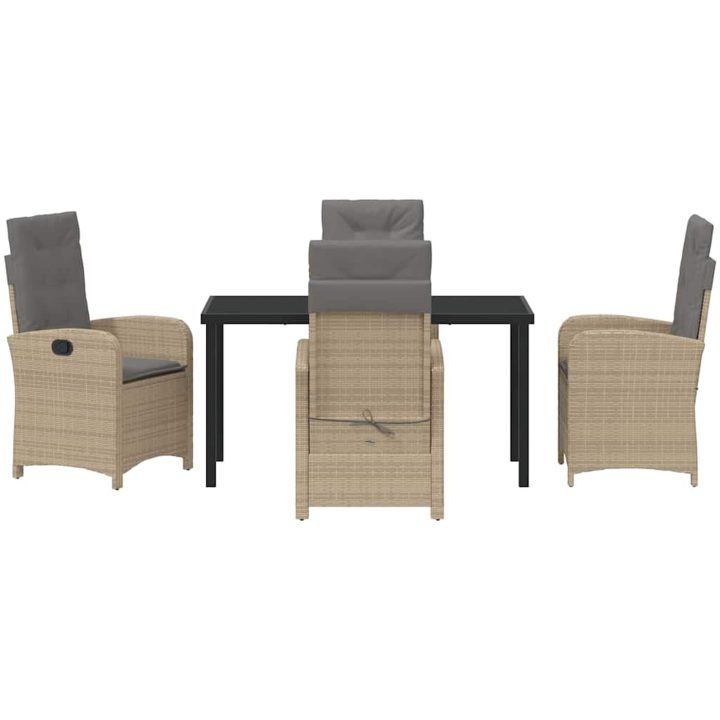 5 Delar Trädgårdsmöbelset med Kuddar Beige Poly Rattan vidaXL 140 x 80 x 73 cm – bild 7