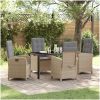 5 Delar Trädgårdsmöbelset med Kuddar Beige Poly Rattan vidaXL 140 x 80 x 73 cm – miniatyr 1