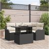 5 Delar Trädgårdsofasats med kuddar Svart Poly Rattan vidaXL Medium – miniatyr 1