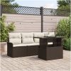 5 Delar Trädgårdsoff Set med Kuddar Brun Poly Rattan vidaXL Standard – miniatyr 1