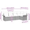 5 delar Trädgårdsoff Set med Kuddar - Svart Poly Rattan vidaXL 242.5 x 132.5 x 85 cm – miniatyr 11