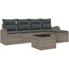 5 Delar Trädgårdsoff Set med Kuddar Svart Poly Rattan vidaXL Medium – miniatyr 2