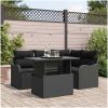 5 delar trädgårdsoffas med kuddar svarta poly rotting vidaXL Stor – miniatyr 1