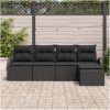 5 Delar Trädgårdsoffaset med Kuddar Svart Poly Rattan vidaXL Stor – miniatyr 3