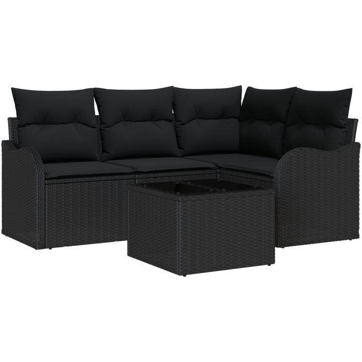 5 Delar Trädgårdsoffset med Kuddar Beige Poly Rattan vidaXL Stor – bild 2