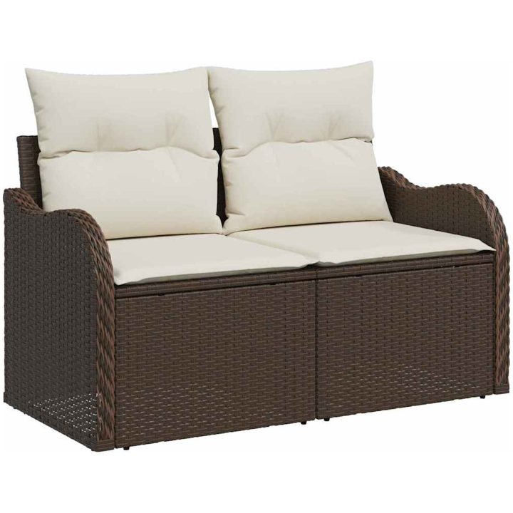 5 Delar Trädgårdsoffset med Kuddar Brun Poly Rattan vidaXL Stor – bild 4