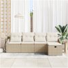 5 delar trädgårdsoffset med kuddar i beige, poly rattan vidaXL 233 x 117 x 85 cm – miniatyr 3