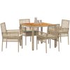 5 Delar Trädgårdsset med Kuddar Beige Poly Rotting vidaXL 90 x 90 x 75 cm – miniatyr 3