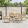 5 Delar Trädgårdsset med Kuddar Beige Poly Rotting vidaXL 90 x 90 x 75 cm – miniatyr 4