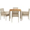 5 Delar Trädgårdsset med Kuddar Beige Poly Rotting vidaXL 90 x 90 x 75 cm – miniatyr 7