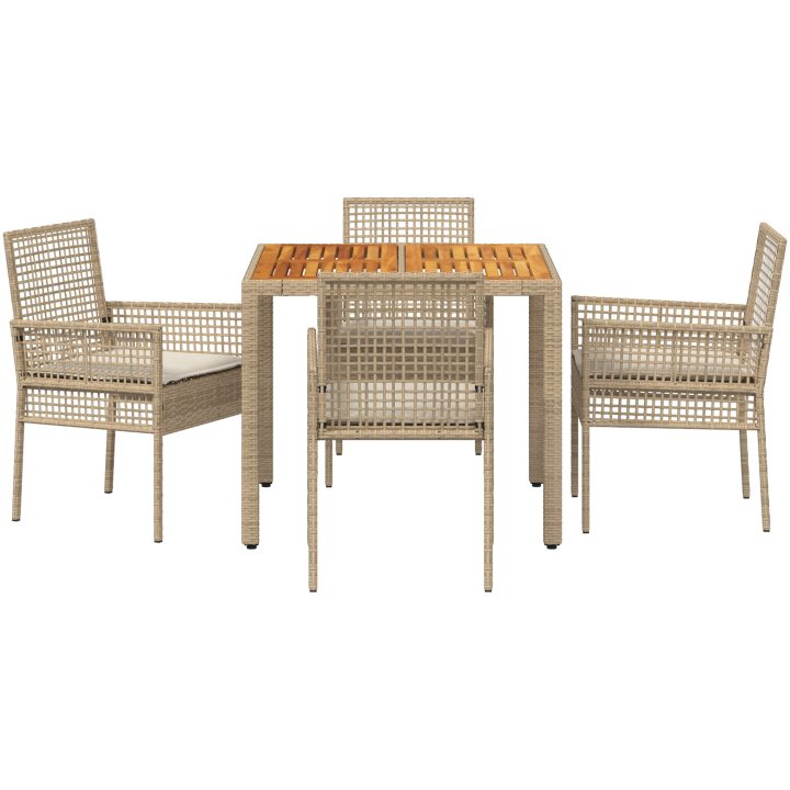 5 Delar Trädgårdsset med Kuddar Beige Poly Rotting vidaXL 90 x 90 x 75 cm – bild 7
