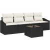 5 Delar Trädgårdssoffa Set med Kuddar Svart Poly Rattan vidaXL 55 x 55 x 37 cm – miniatyr 2