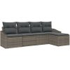 5 Delar Trädgårdssoffset med Kuddar Grå Poly Rottning vidaXL 233 x 117 x 85 cm – miniatyr 2