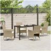 5 Delars Beige Poly Rattan Trädgårdsbord Set vidaXL 140 x 70 x 73 cm – miniatyr 4