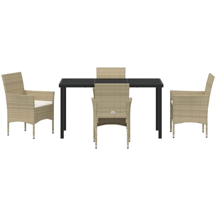 5 Delars Beige Poly Rattan Trädgårdsbord Set vidaXL 140 x 70 x 73 cm – bild 7