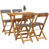 5-delars Fällbar Bistro Set med Kuddar Solid Akaciaträ vidaXL Standardstorlek för 4 personer – miniatyr 3