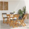 5-delars Fällbar Bistro Set med Kuddar Solid Akaciaträ vidaXL Standardstorlek för 4 personer – miniatyr 4