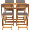 5-delars Fällbar Bistro Set med Kuddar Solid Akaciaträ vidaXL Standardstorlek för 4 personer – miniatyr 7