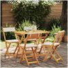 5 Delars Fällbart Bistro Set med Kuddar Solid Akaciaträ vidaXL 90 x 55 x 75 cm – miniatyr 1