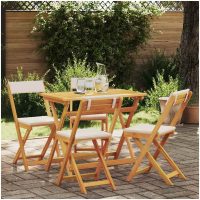 5 Delars Fällbart Bistro Set med Kuddar Solid Akaciaträ vidaXL