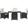 5 Delars Matbord Set för Trädgården med Kuddar - Svart Poly Rattan vidaXL 140 x 80 x 73 cm – miniatyr 7