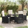 5 Delars Matbord Set för Trädgården med Kuddar - Svart Poly Rattan vidaXL 140 x 80 x 73 cm – miniatyr 1