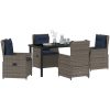 5 Delars Matbord Set i Grå Poly Rattan vidaXL 140 x 70 x 73 cm – miniatyr 3
