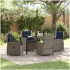 5 Delars Matbord Set i Grå Poly Rattan vidaXL 140 x 70 x 73 cm – miniatyr 1