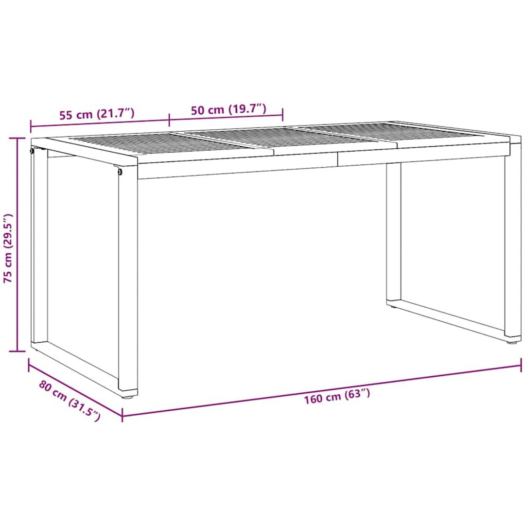 5-delars matgrupp för trädgården i solid akacia och metall vidaXL 160 x 80 x 75 cm – bild 12