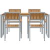 5-delars matgrupp för trädgården i solid akacia och metall vidaXL 160 x 80 x 75 cm – miniatyr 7