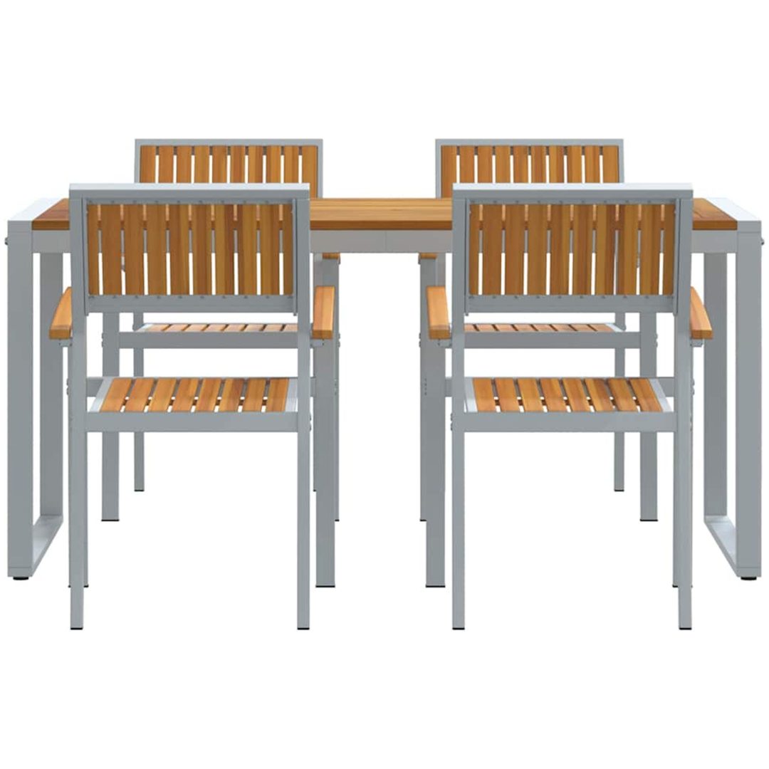 5-delars matgrupp för trädgården i solid akacia och metall vidaXL 160 x 80 x 75 cm – bild 7